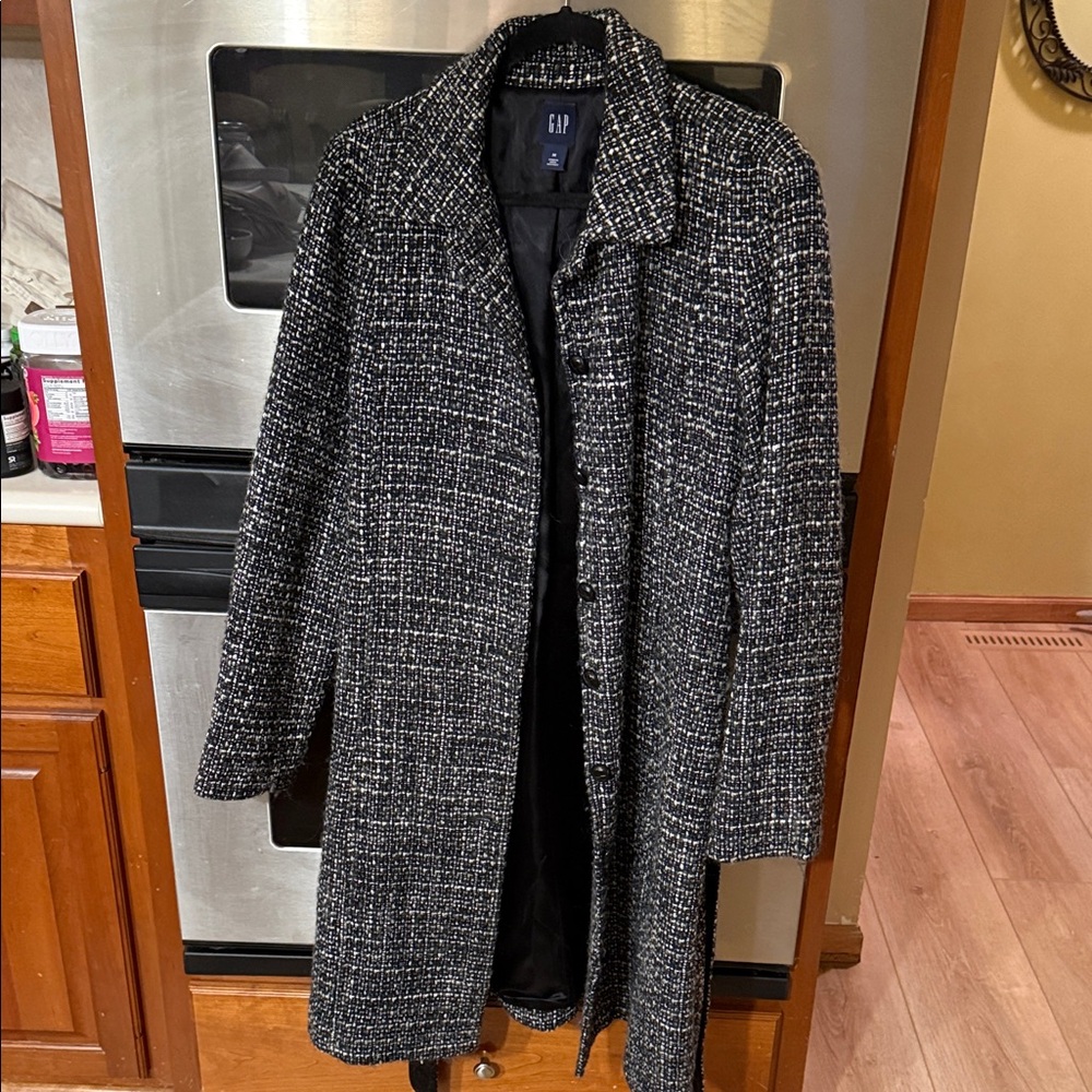 GAP Black and White Tweed Coat